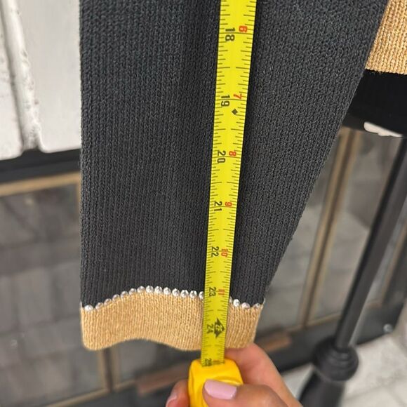 St. John by Marie Gray sweater blazer Gold Trim Silver Black Long Sleeve Medium - Picture 6 of 7